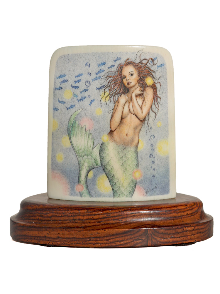 David Adams Scrimshaw - Mermaid with Bubbles