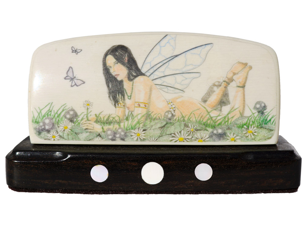 Michael Cohen Scrimshaw - Daisy Picking Elf