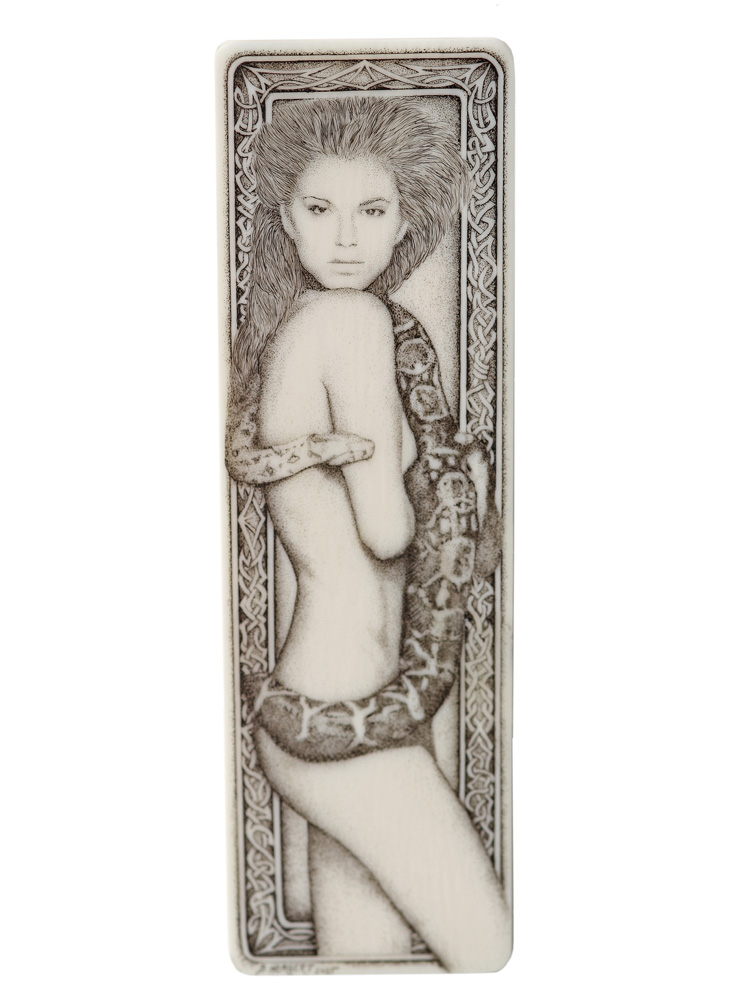 Bob Hergert Scrimshaw - Nude with Snake