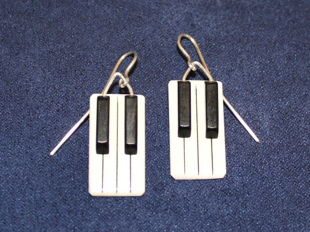 Jay Jackson - Piano Keyboard Ivory Earrings