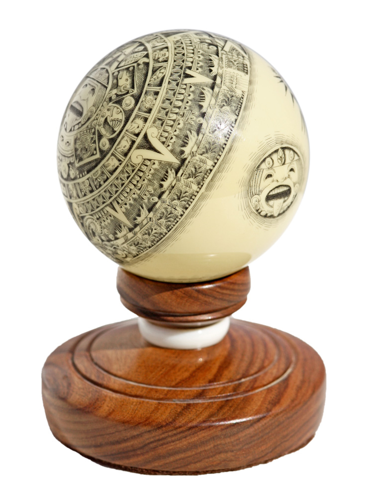 Scrimshaw - Mayan Calandar Globe