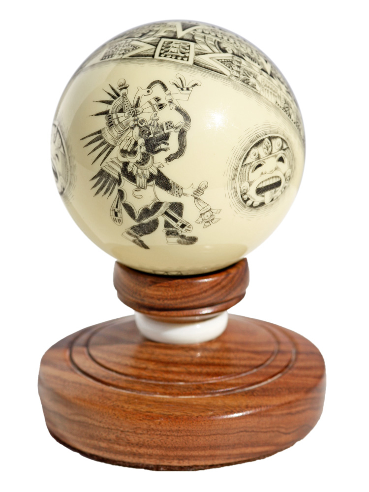 Scrimshaw - Mayan Calandar Globe
