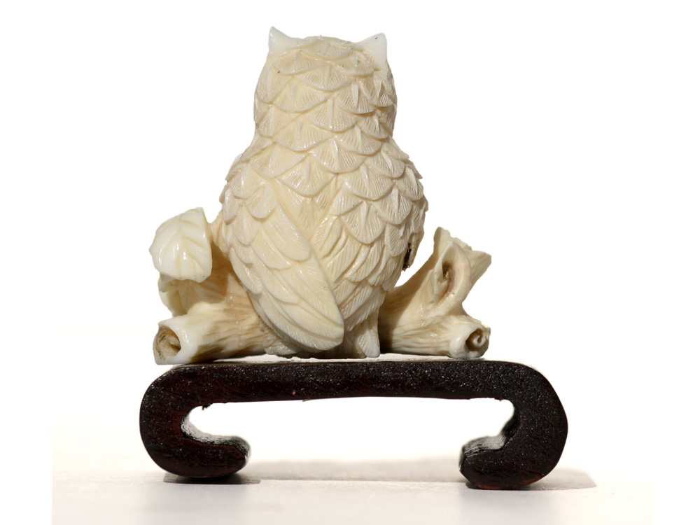 Well Fed Owl Ivory Carving