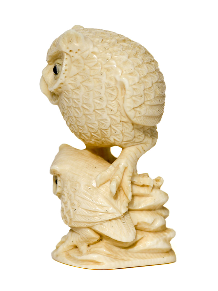 Parent Owl Ivory Carving