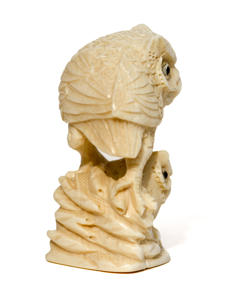 Parent Owl Ivory Carving