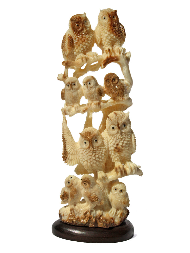 Globes For Sale >> - Large Owl Family Carving Globes For Sale >> - Large Owl Family Carving