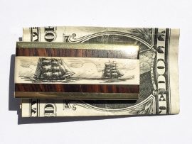Scrimshaw Money Clip - Two Ships