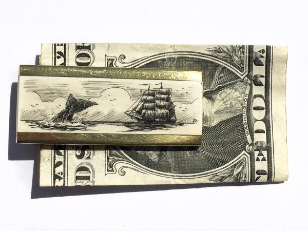 Scrimshaw Money Clip - Escaping Whale