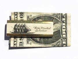 Scrimshaw Money Clip - Four Masted Schooner