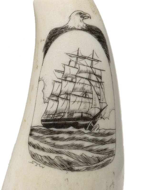 S. J. Wainwright Scrimshaw - Ship with Eagle