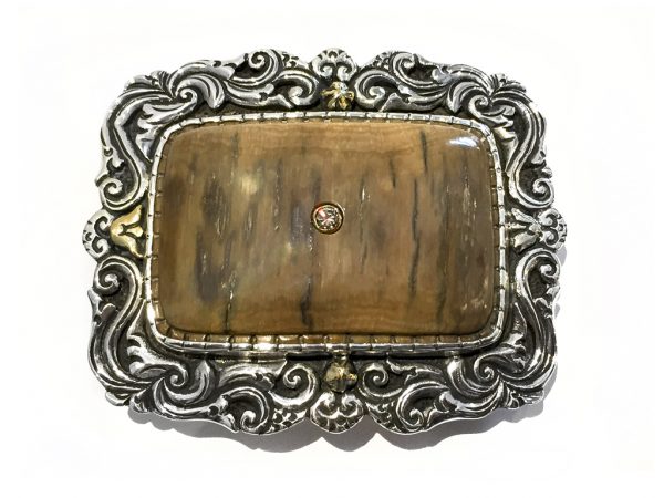 Custom Sterling Silver & Mammoth Ivory Belt Buckle