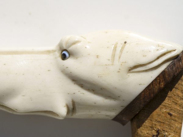 Carved Whalebone Walking Stick Handle - Unknown Artist