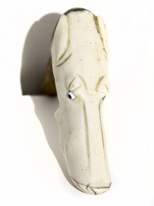 Carved Whalebone Walking Stick Handle - Unknown Artist