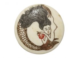 Unknown Artist - Mermaid Ivory Button