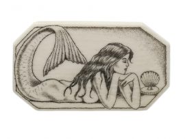 Howard Thomas Scrimshaw - Pensive Mermaid Ivory Button