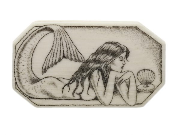 Howard Thomas Scrimshaw - Pensive Mermaid Ivory Button