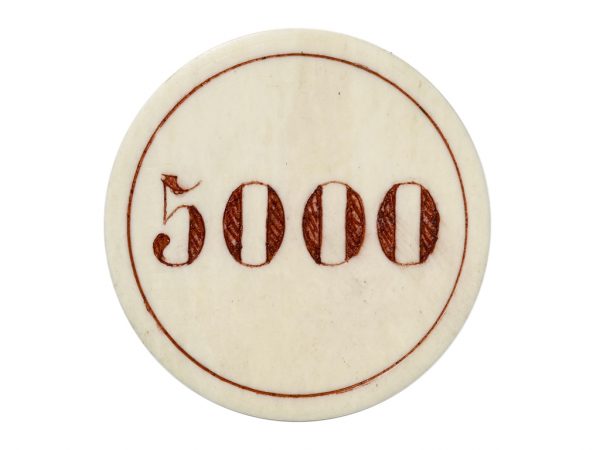 Red 5000 Ivory Poker Chip - Scrimshaw Collector