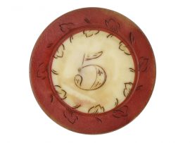 Red Number 5 Antique Ivory Poker Chip