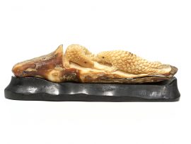 Ancient Walrus Tusk Ivory Carving - Iguanas