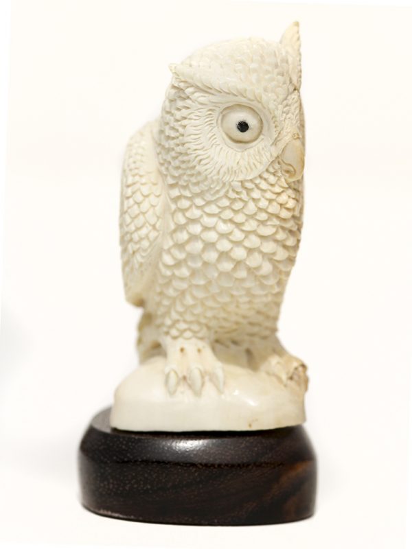 Mammoth Ivory Carving - Perched Owl