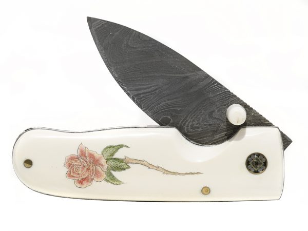 Karen Reno - Dragon and Rose Scrimshaw Knife