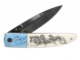 Double Dragons Scrimshaw Knife