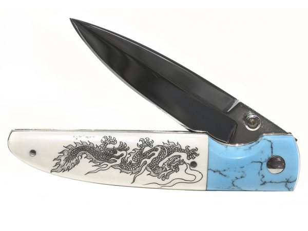 Double Dragons Scrimshaw Knife