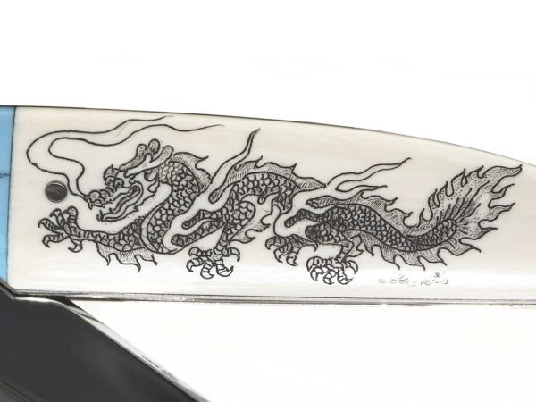Unknown artist - Dragon: handmade scrimshaw knife