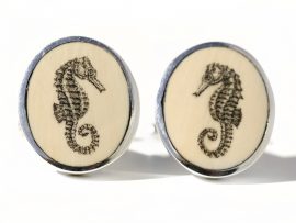 David Smith Scrimshaw - Seahorse Scrimshaw Cufflinks