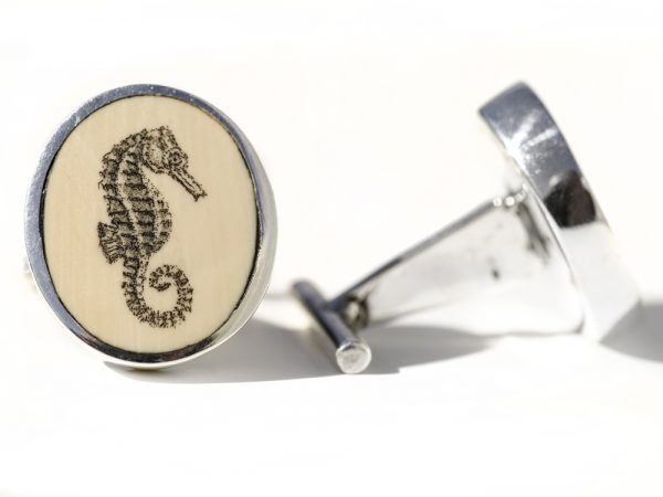 David Smith Scrimshaw - Seahorse Scrimshaw Cufflinks