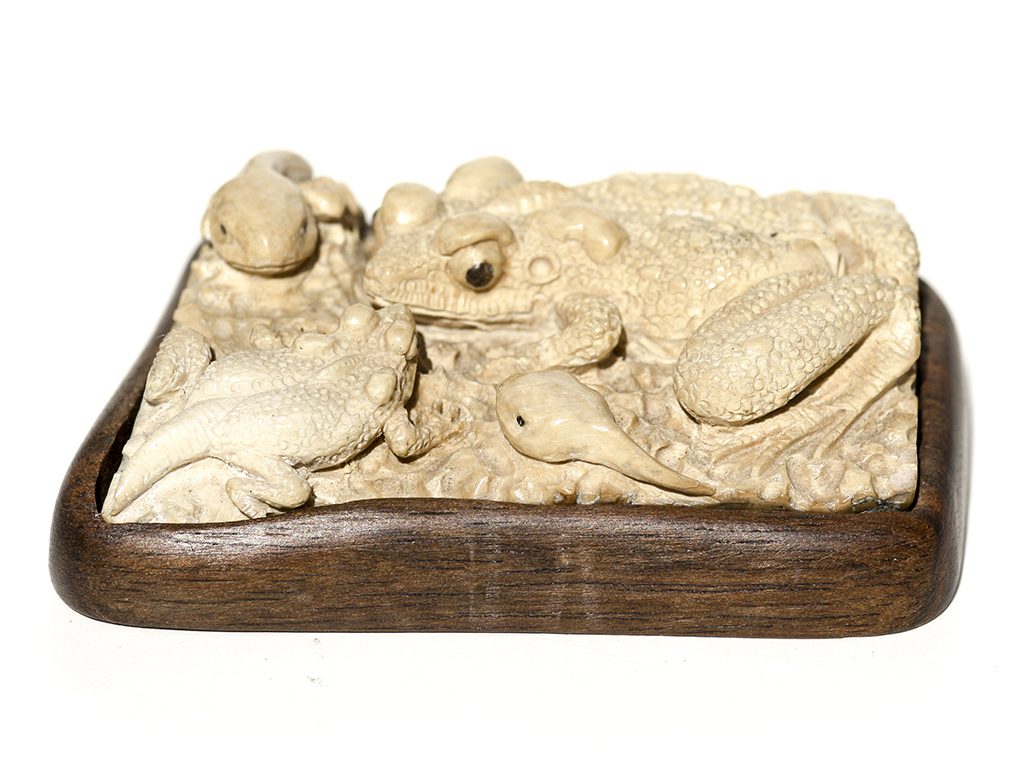 Unknown Carver - Frog Family with Tadpoles