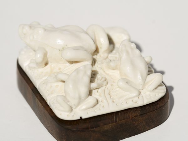 Mammoth Ivory Carving - Frog Family