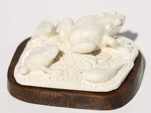 Mammoth Ivory Carving - Frog Family