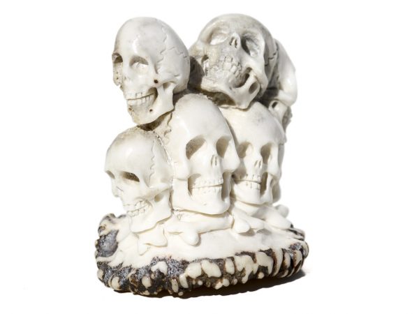 Happy Skull Family Antler Carving