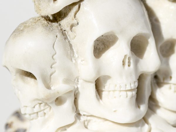 Happy Skull Family Antler Carving