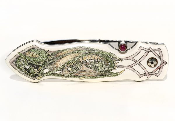 Linda Karst Stone Scrimshaw - Scrimshaw Dragon Knife