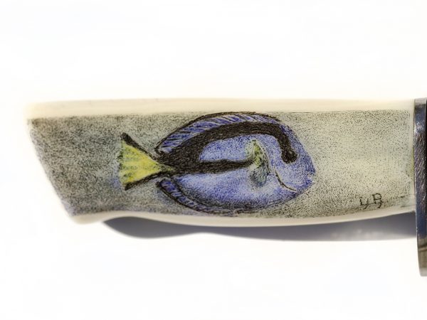 Regal Blue Tang Fish Miniature Scrimshaw Knife