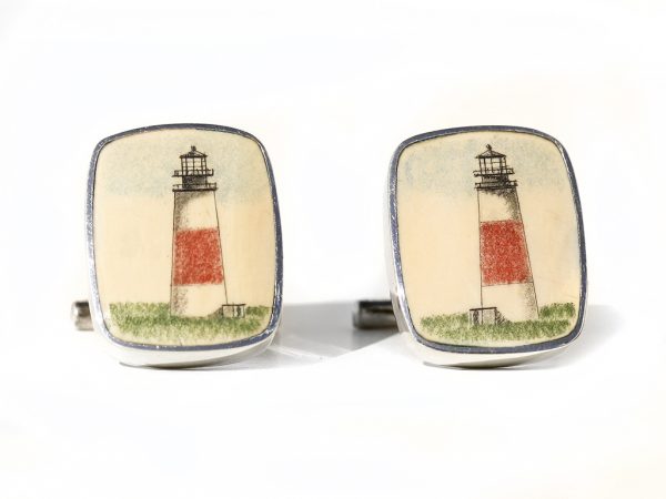 David Smith Scrimshaw - Sankaty Light Scrimshaw Cufflinks