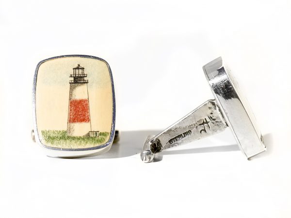 David Smith Scrimshaw - Sankaty Light Scrimshaw Cufflinks