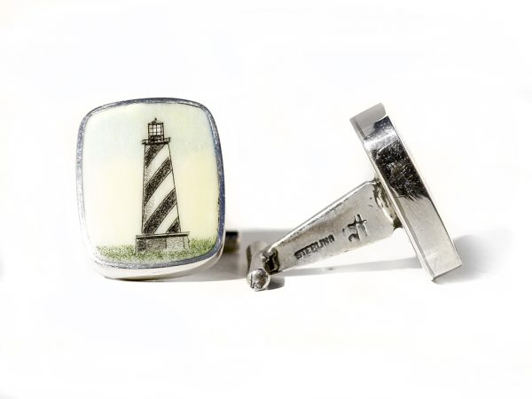 David Smith Scrimshaw - Hatteras Light Scrimshaw Cufflinks