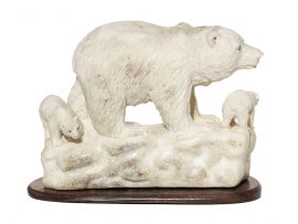Unknown Artist - Moose Antler Carving - Bear and Cubs