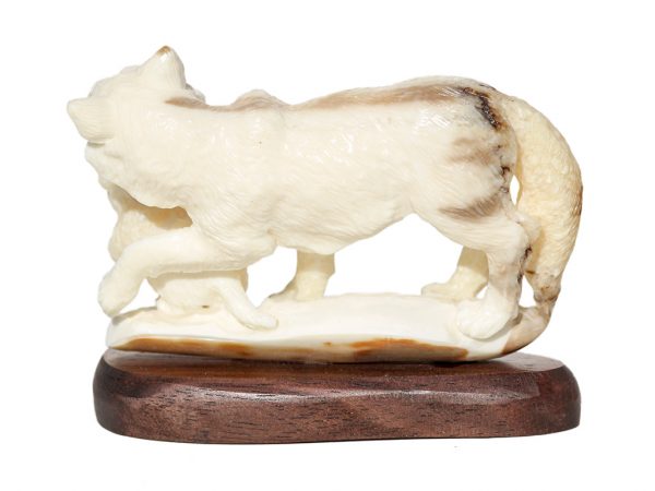 Unknown Artist - Ancient Walrus Tusk Carving - Wolf and Cub