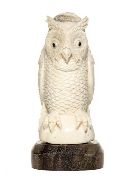 Unknown Artist - Antler Carving - Great Horned Owl