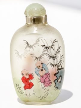 Unknown Artist - Painted Glass Snuff Bottle - Scrimshaw Collector