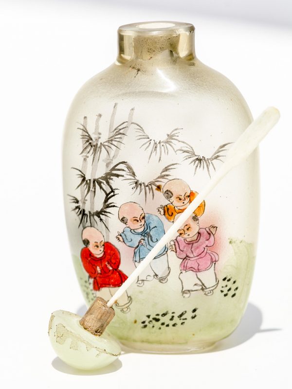 Unknown Artist - Painted Glass Snuff Bottle - Scrimshaw Collector