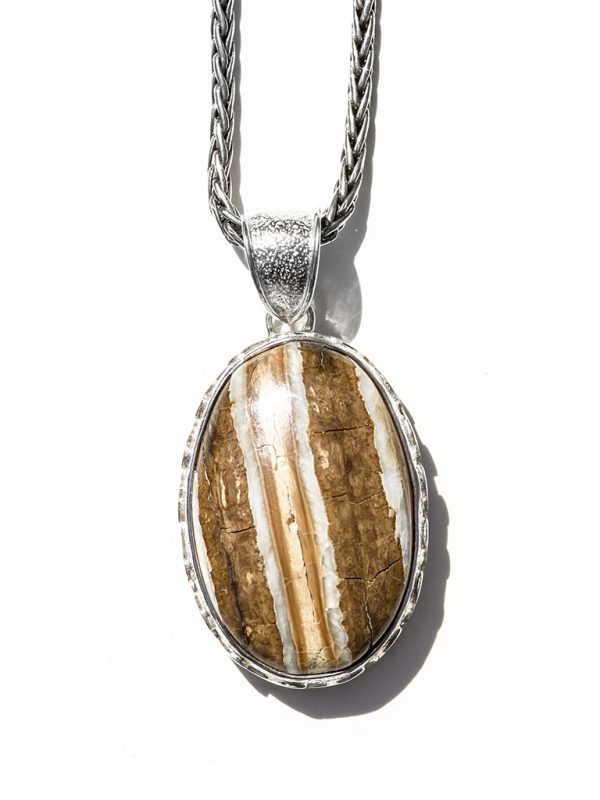 Mammoth Tooth Pendant - Sterling Silver Setting