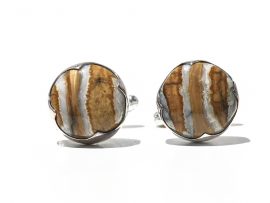 Mammoth Tooth Cufflinks - Sterling Silver Setting