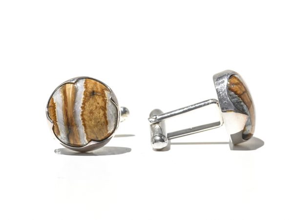 Mammoth Tooth Cufflinks - Sterling Silver Setting