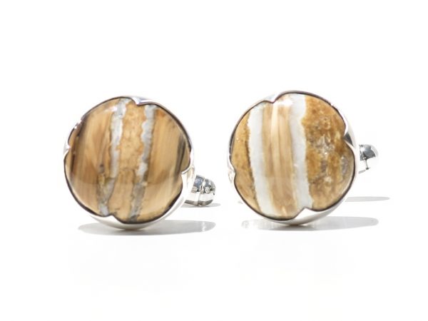 Mammoth Tooth Cufflinks - Sterling Silver Setting