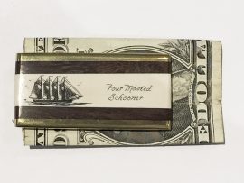 Scrimshaw Money Clip - Four Masted Schooner